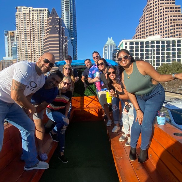 a group of people standing in front of a building